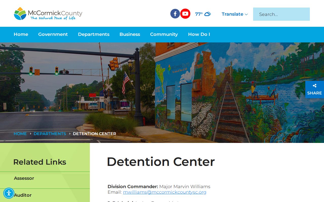 McCormick County Detention Center release contact page